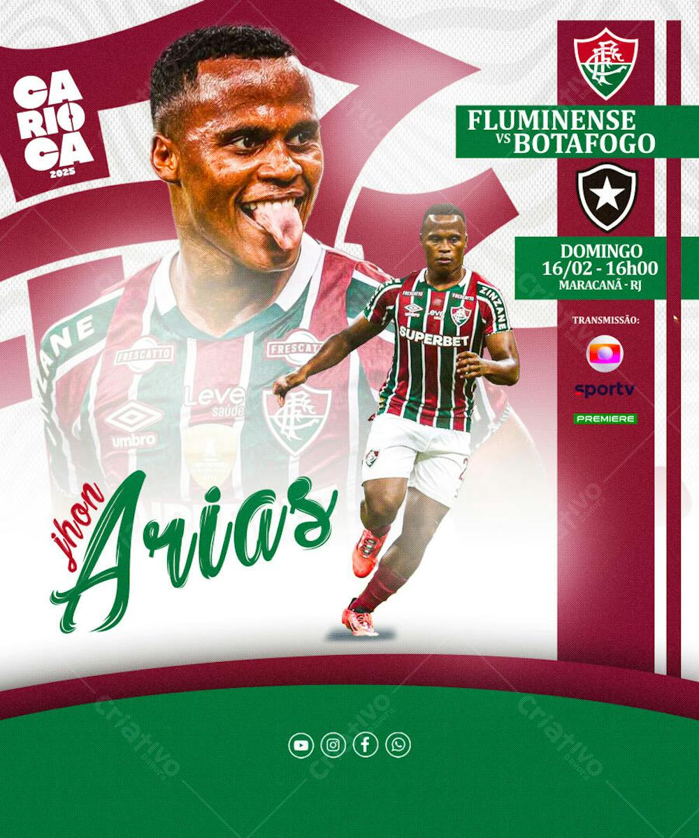 FLYER ESPORTIVO FUTEBOL CARIOCA FLUMINENSE vs BOTAFOGO REDES SOCIAIS