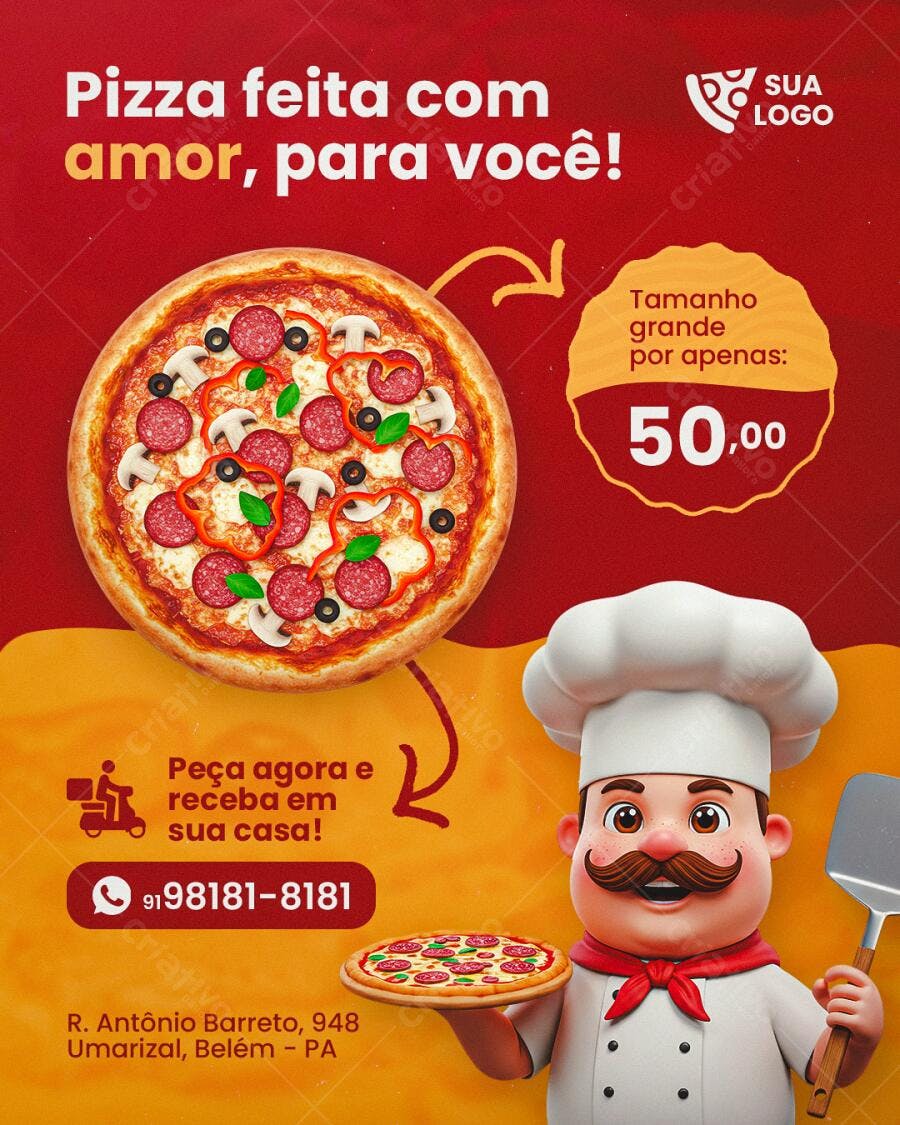 Flyer para Pizzaria PSD Editável