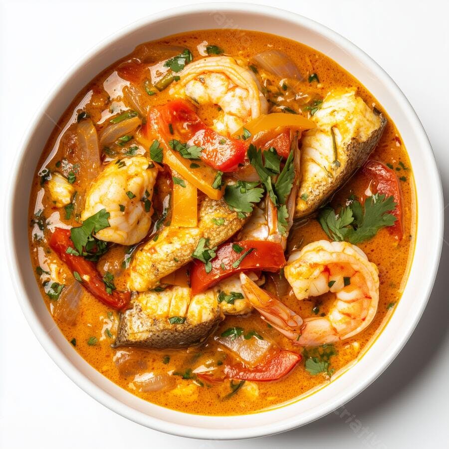 Moqueca de Peixe e Camarão Prato saboroso