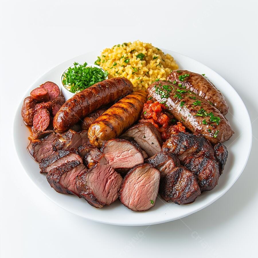 Prato de carnes grelhadas com couscous