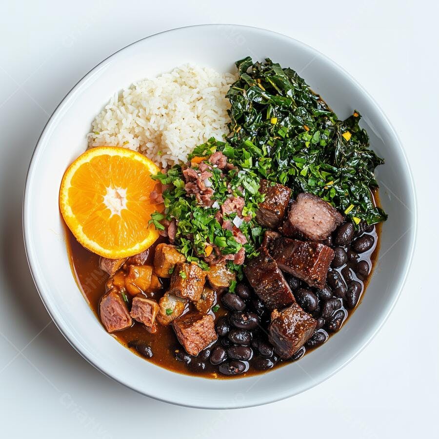 Feijoada completa arroz e couve