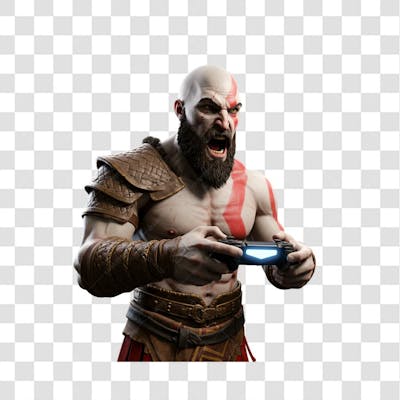 PNG Personagem Kratos 3D jogando jogos