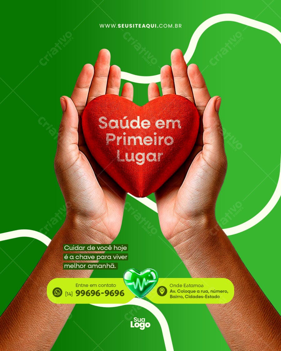 Flyer Saúde em Primeiro Lugar PSD Editável