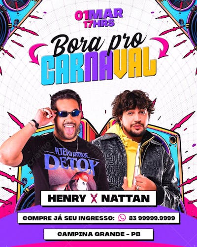 FLYER CARNAVAL PSD BORA PRO CARNAVAL FEED EDITAVEL