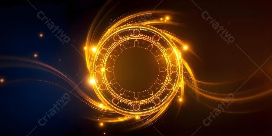 Portal dourado com design circular abstrato