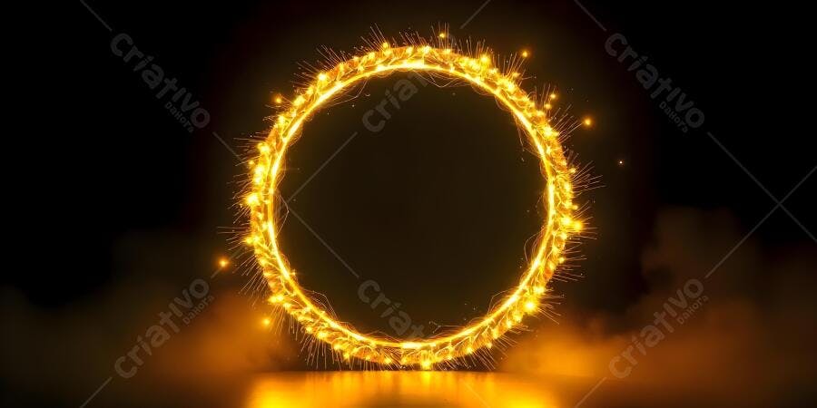 Anel de Luz Dourada Abstrato