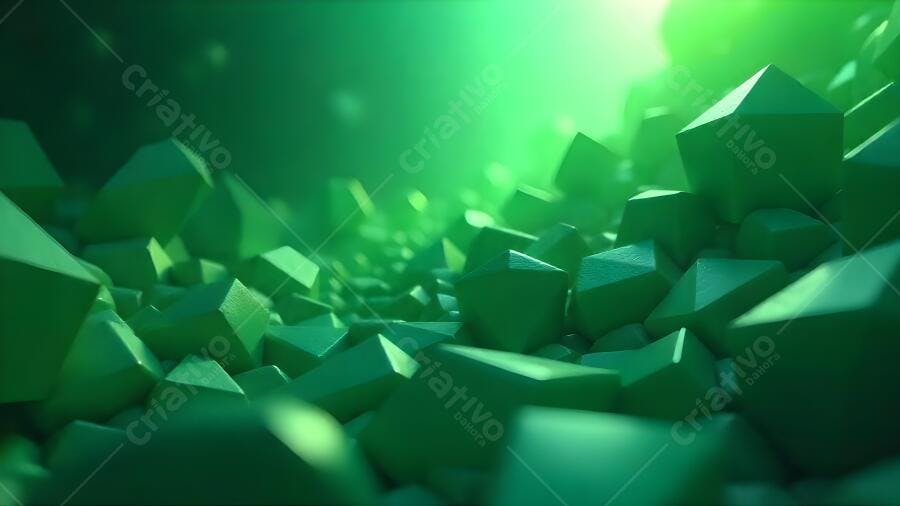 Cristais verdes abstratos em fundo escuro