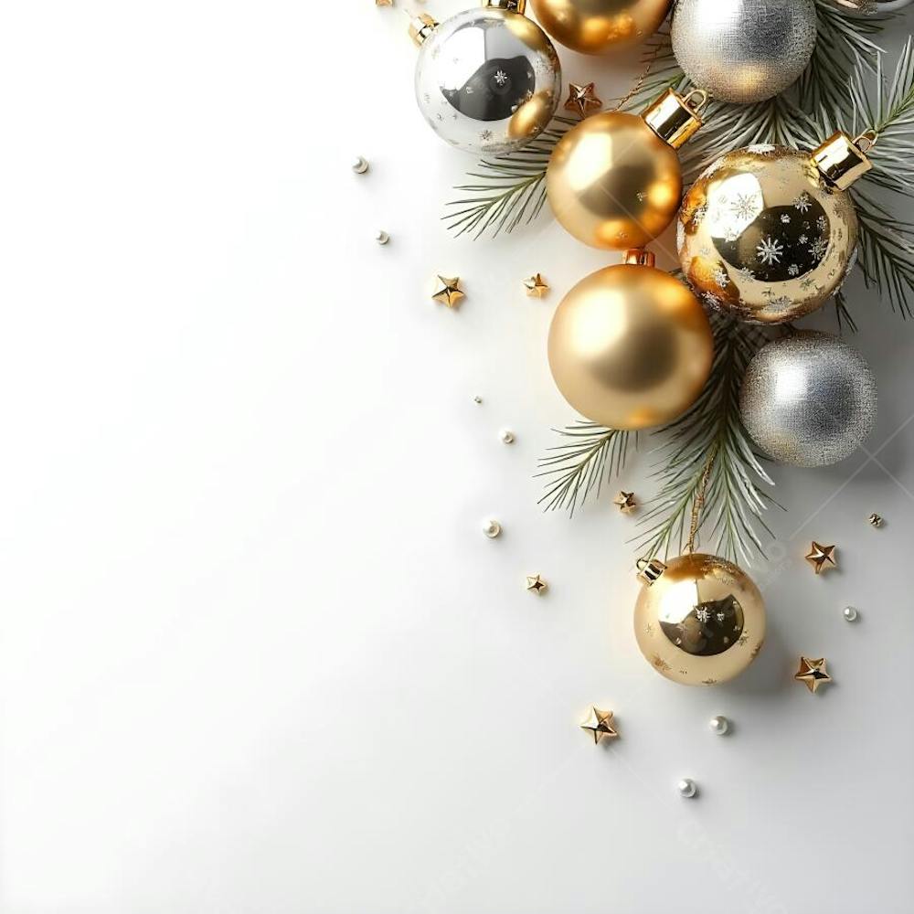 Background Fundo Branco e Dourado Natalino Boas Festas Ano Novo