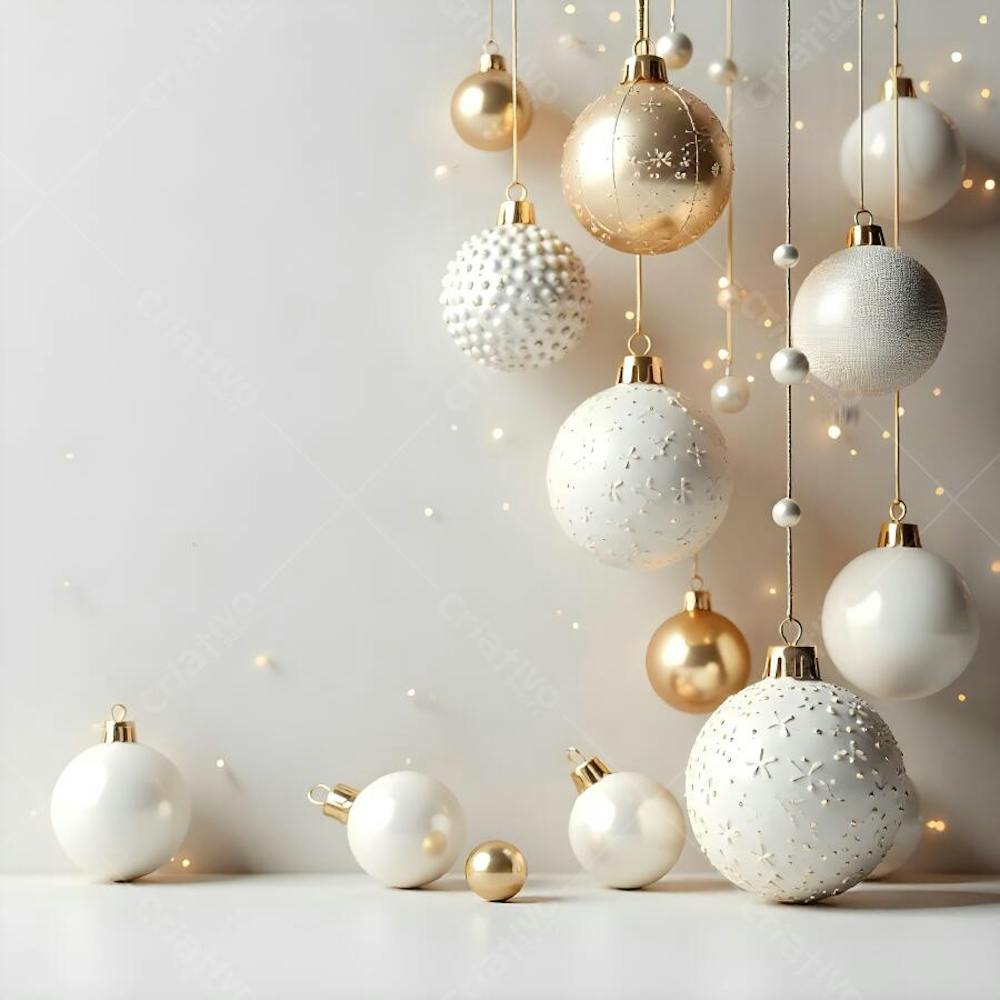 Background Fundo Branco e Dourado Natalino Boas Festas Ano Novo