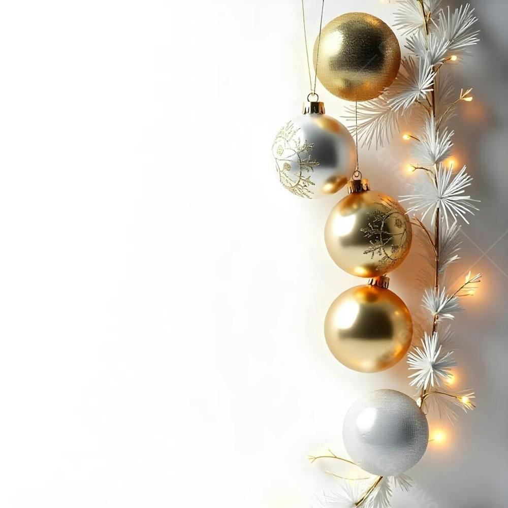 Background Fundo Branco e Dourado Natalino Boas Festas Ano Novo