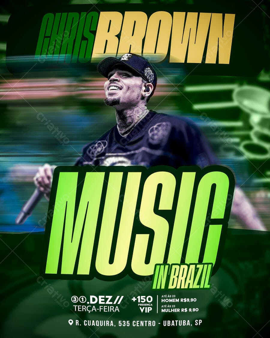Flyer Show Chris Brown 03 Dez PSD Editável