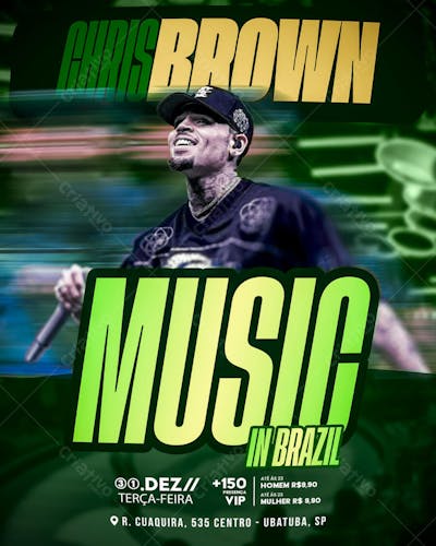 FLYER SHOW CHRIS BROWN MUSIC IN BRAZIL MUSICA NO BRASIL