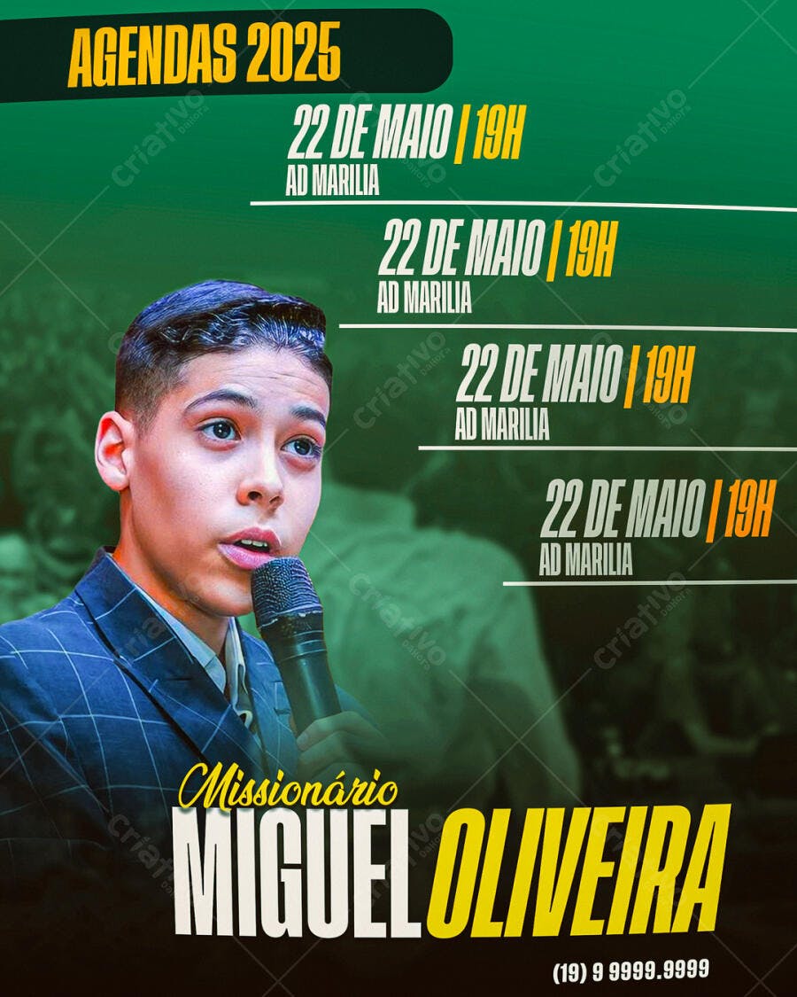 Flyer Evento Missionário Miguel Oliveira PSD Editável