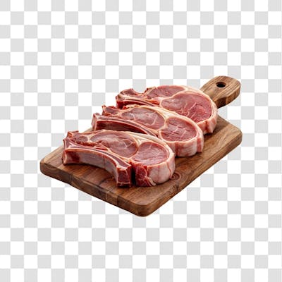 IMAGEM AÇOUGUE SUPERMERCADO BISTECA OU CARRÉ FATIADO COM FUNDO ISOLADO