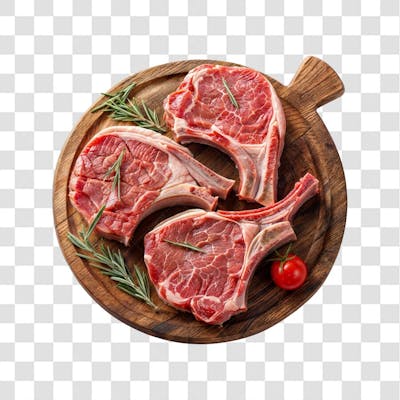 IMAGEM AÇOUGUE SUPERMERCADO BISTECA OU CARRÉ FATIADO COM FUNDO ISOLADO