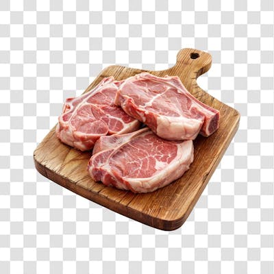 IMAGEM AÇOUGUE SUPERMERCADO BISTECA OU CARRÉ FATIADO COM FUNDO ISOLADO