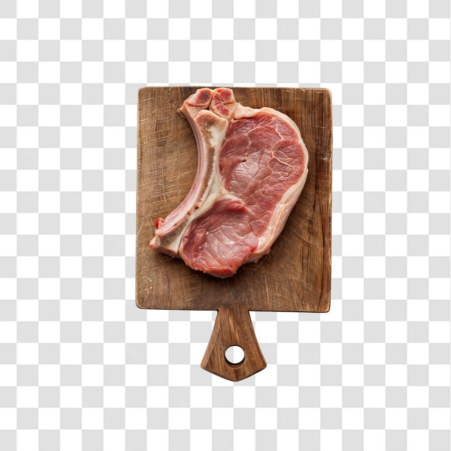 PNG Corte de Carne em Tábua de Madeira com fundo transparente