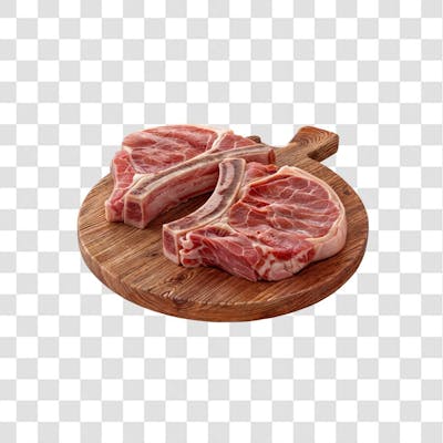 IMAGEM AÇOUGUE SUPERMERCADO BISTECA OU CARRÉ FATIADO COM FUNDO ISOLADO