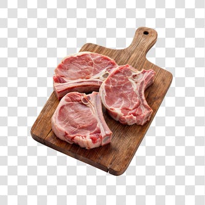 IMAGEM AÇOUGUE SUPERMERCADO BISTECA OU CARRÉ FATIADO COM FUNDO ISOLADO