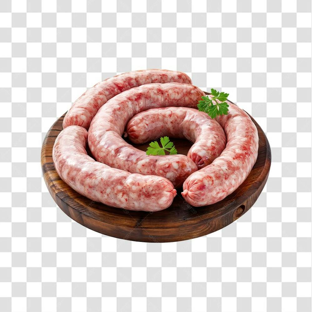 IMAGEM AÇOUGUE SUPERMERCADO LINGUIÇA TOSCANA CHURRASCO NA BRASA COM FUNDO ISOLADO