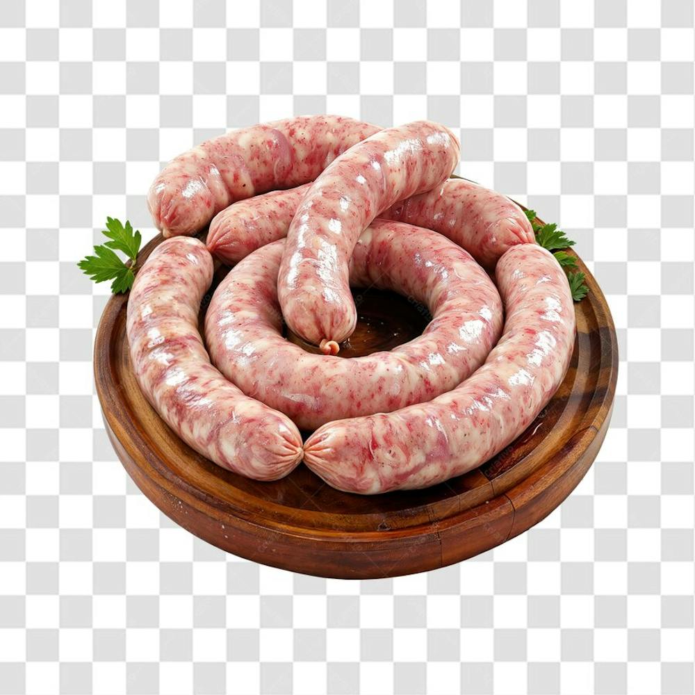 IMAGEM AÇOUGUE SUPERMERCADO LINGUIÇA TOSCANA CHURRASCO NA BRASA COM FUNDO ISOLADO