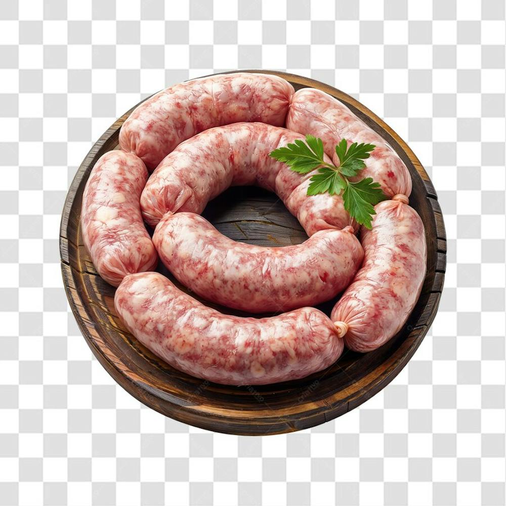 IMAGEM AÇOUGUE SUPERMERCADO LINGUIÇA TOSCANA CHURRASCO NA BRASA COM FUNDO ISOLADO