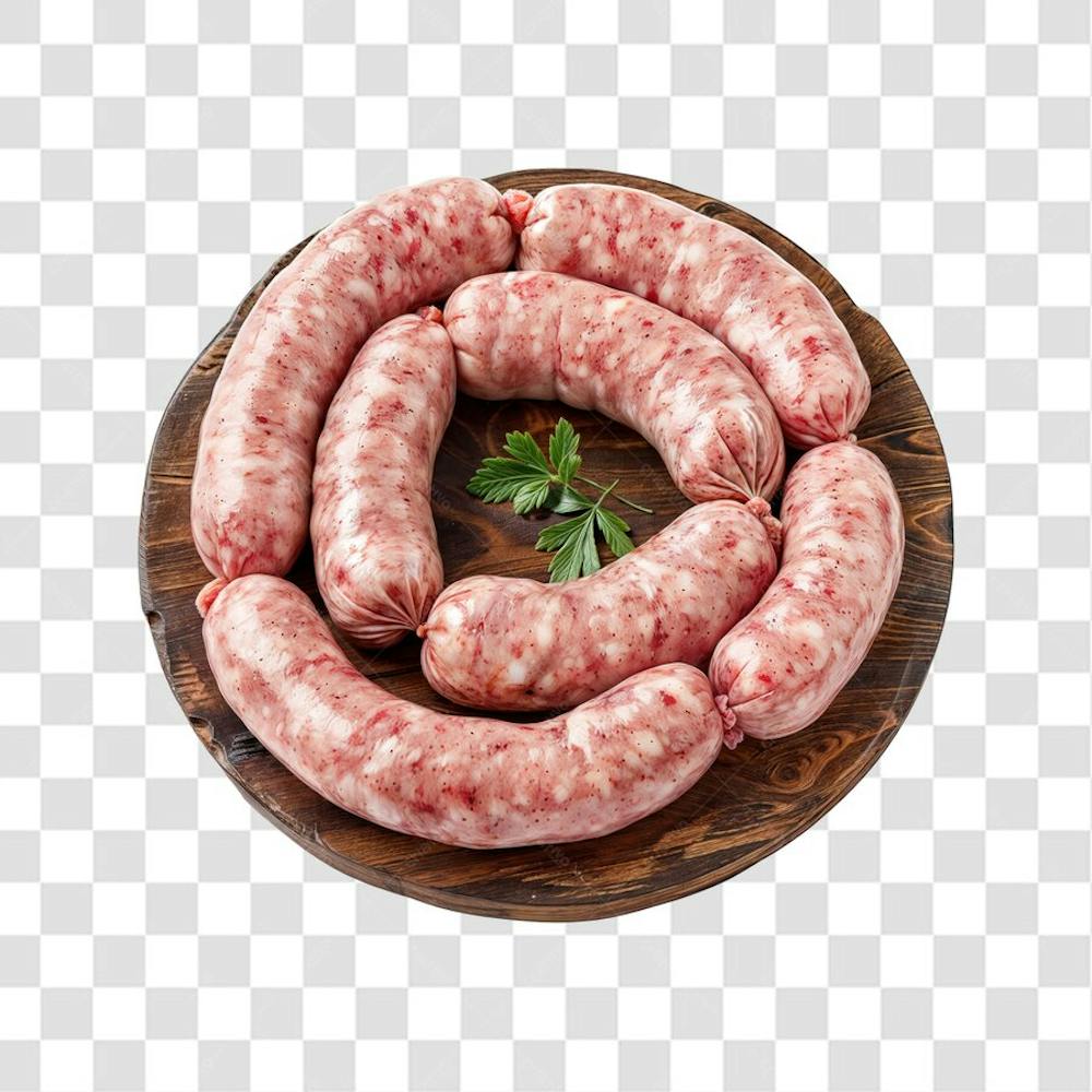IMAGEM AÇOUGUE SUPERMERCADO LINGUIÇA TOSCANA CHURRASCO NA BRASA COM FUNDO ISOLADO