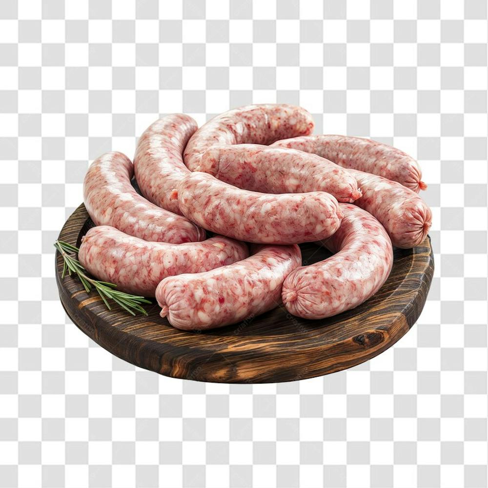 IMAGEM AÇOUGUE SUPERMERCADO LINGUIÇA TOSCANA CHURRASCO NA BRASA COM FUNDO ISOLADO