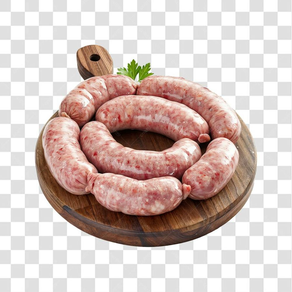 IMAGEM AÇOUGUE SUPERMERCADO LINGUIÇA TOSCANA CHURRASCO NA BRASA COM FUNDO ISOLADO