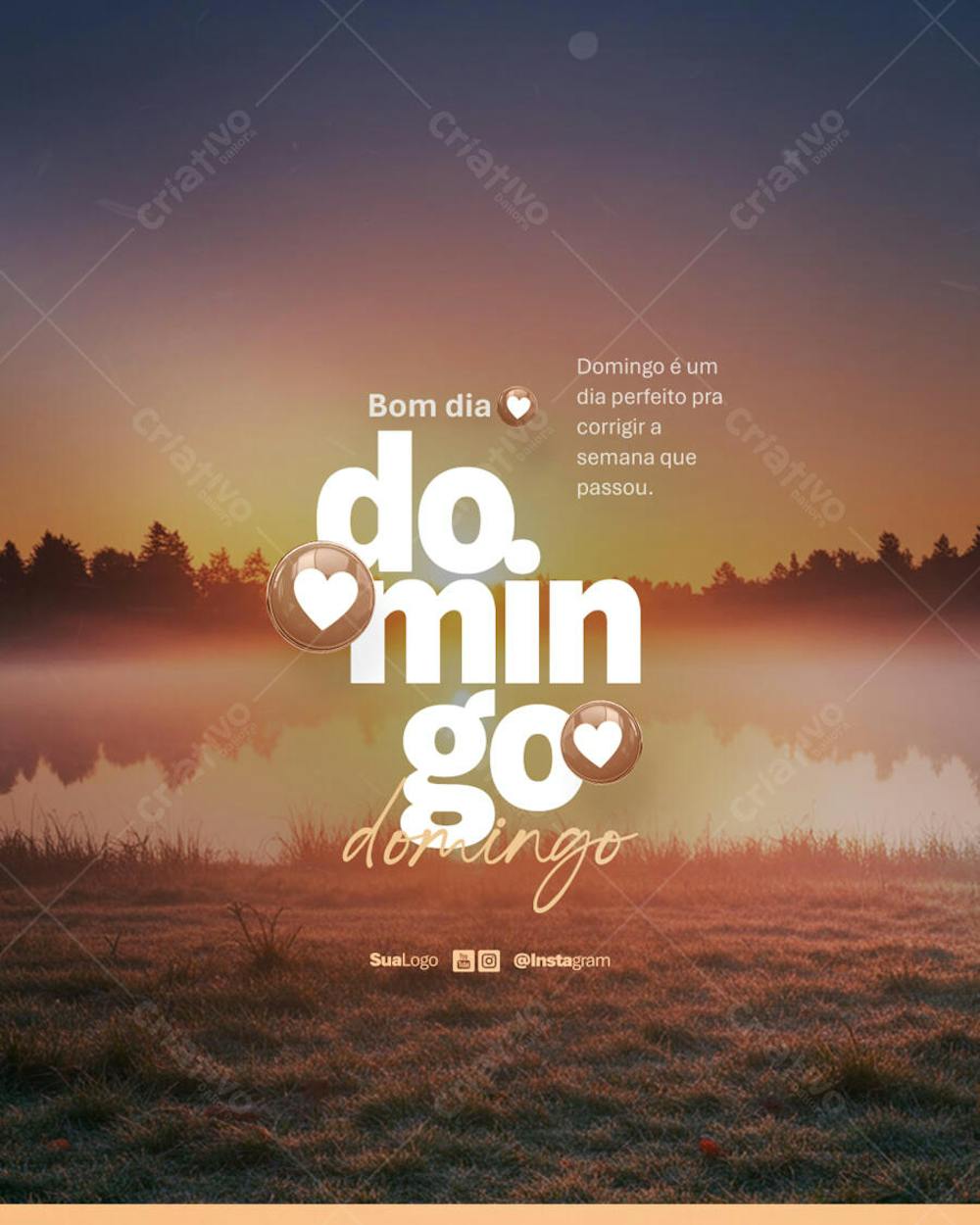 Bom dia domingo frase comunicado aviso informe Social Media PSD Editável (1)
