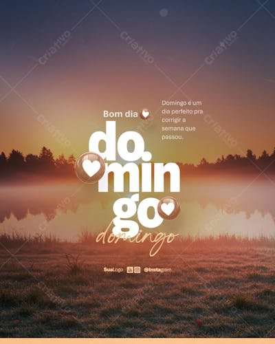 Bom dia domingo frase comunicado aviso informe Social Media PSD Editável (1)