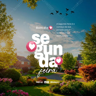 Bom dia segunda-feira frase comunicado aviso informe Social Media PSD Editável (1)