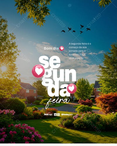 Bom dia segunda-feira frase comunicado aviso informe Social Media PSD Editável (1)