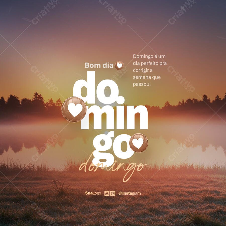 Post Instagram Domingo Relaxante PSD Editável