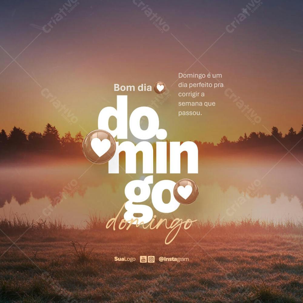 Bom dia domingo frase comunicado aviso informe Social Media PSD Editável (1)