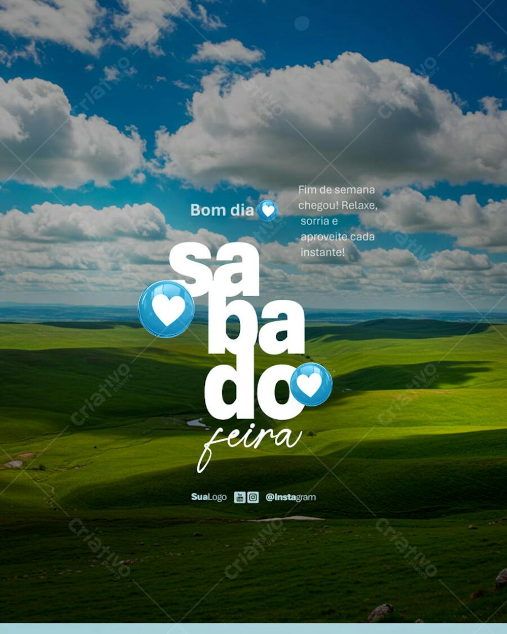 Bom dia sábado frase comunicado aviso informe Social Media PSD Editável (1)