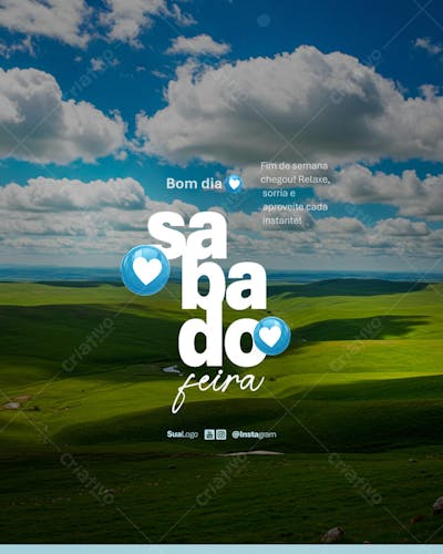 Bom dia sábado frase comunicado aviso informe Social Media PSD Editável (1)