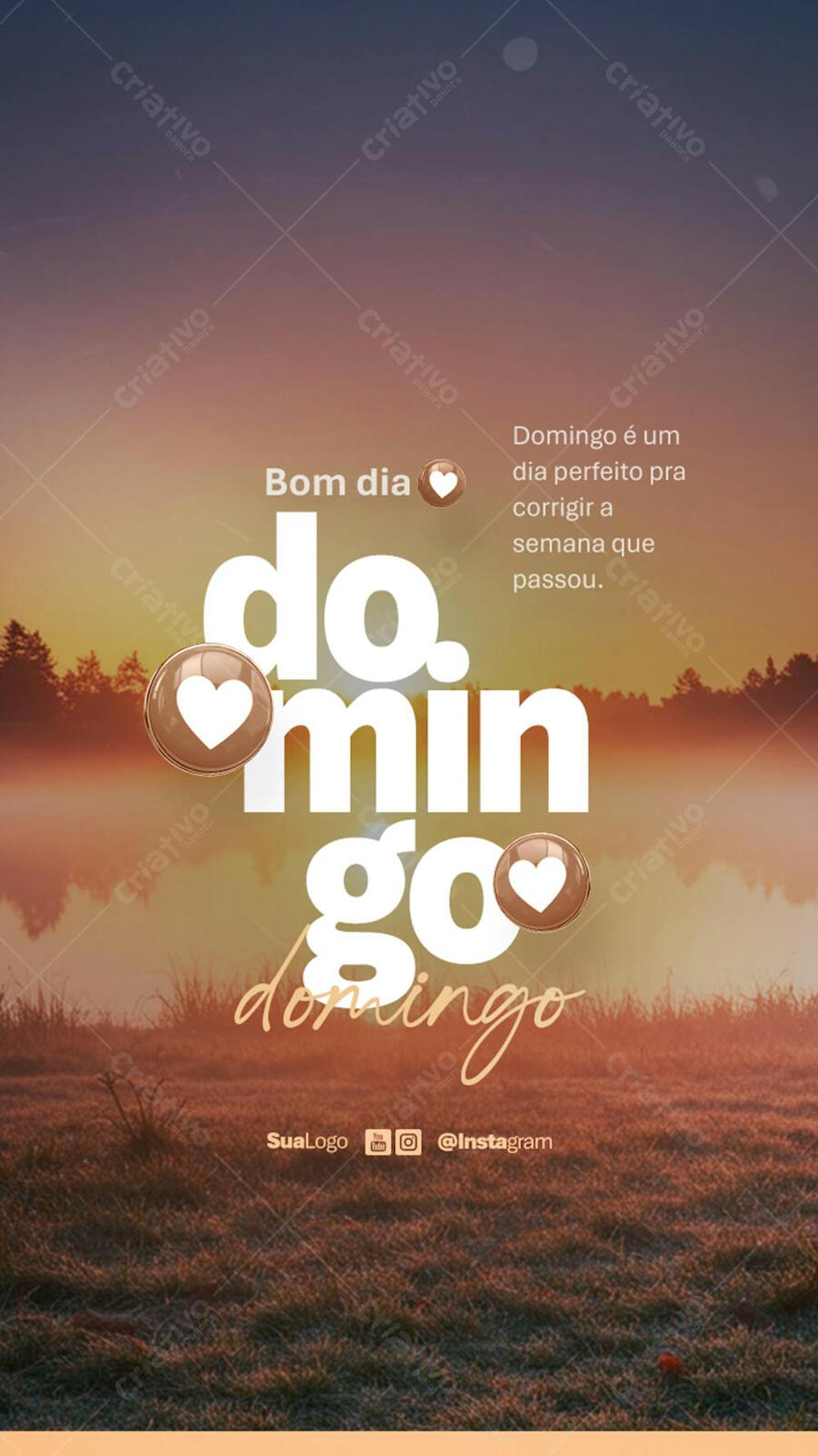 Bom dia domingo frase comunicado aviso informe Social Media PSD Editável (1)