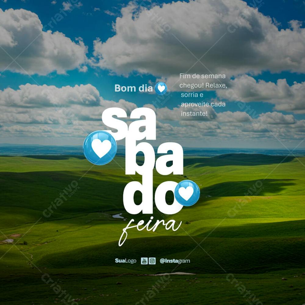 Bom dia sabado frase comunicado aviso informe Social Media PSD Editável (1)