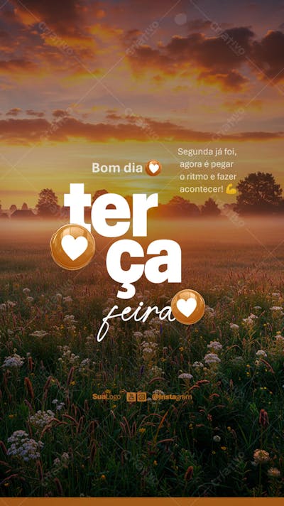 Bom dia terça-feira frase comunicado aviso informe Social Media PSD Editável (1)