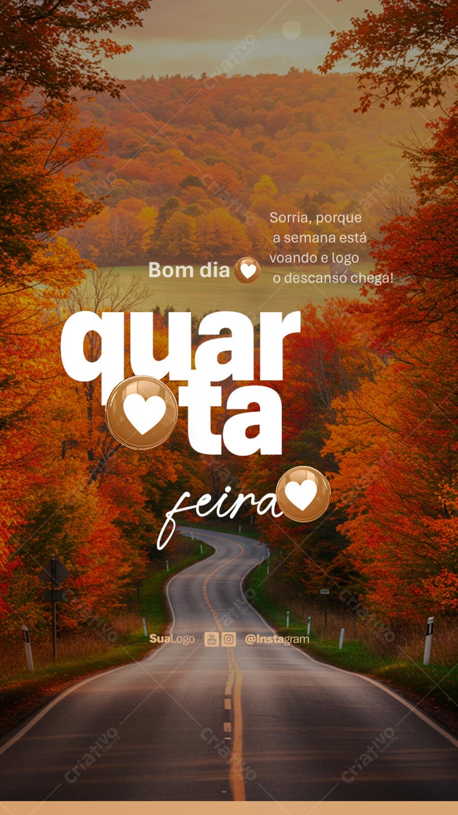 Post Instagram Quarta-feira Outono PSD Editável