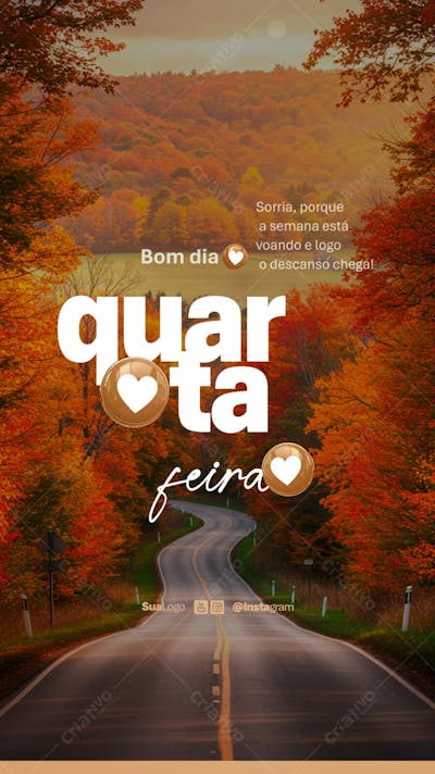 Bom dia quarta-feira frase comunicado aviso informe Social Media PSD Editável (1)