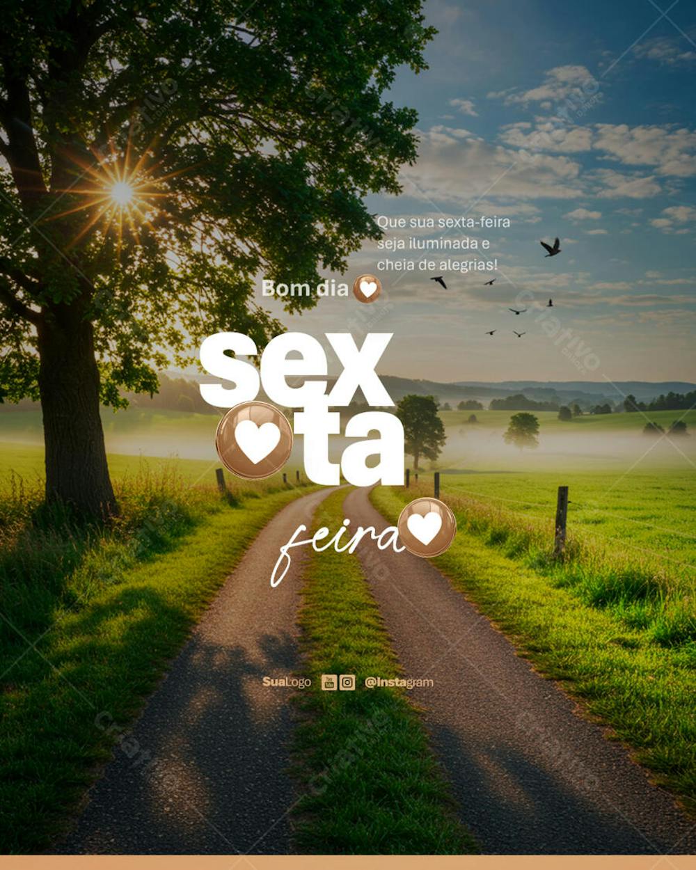 Bom dia sexta-feira frase comunicado aviso informe Social Media PSD Editável (1)