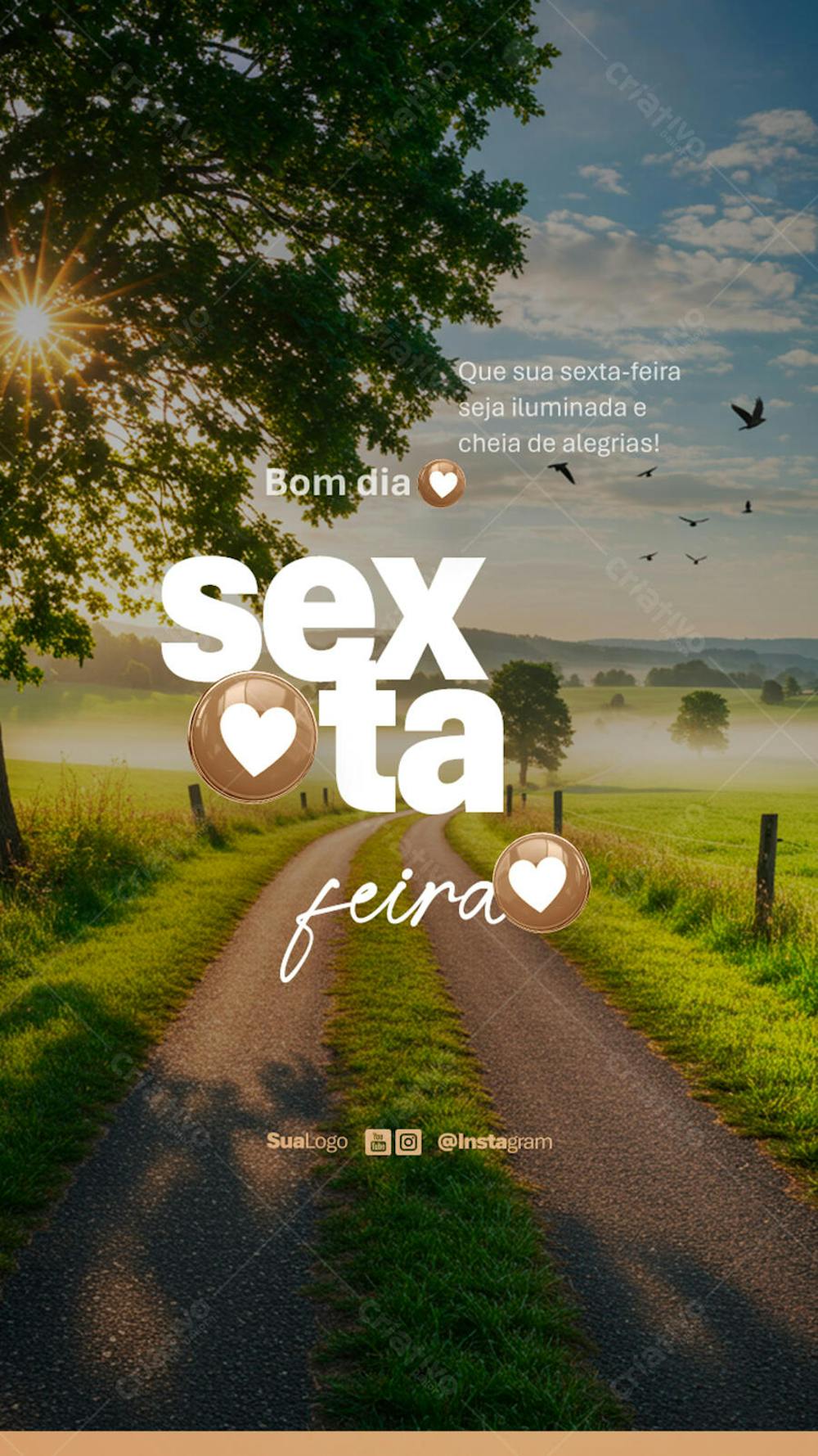 Bom dia sexta-feira frase comunicado aviso informe Social Media PSD Editável (1)