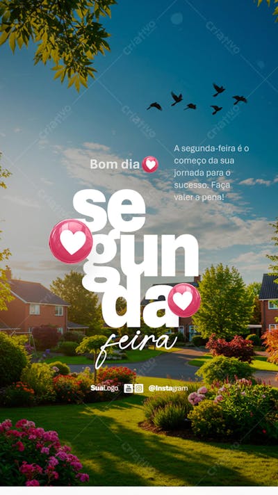 Bom dia segunda-feira frase comunicado aviso informe Social Media PSD Editável (1)