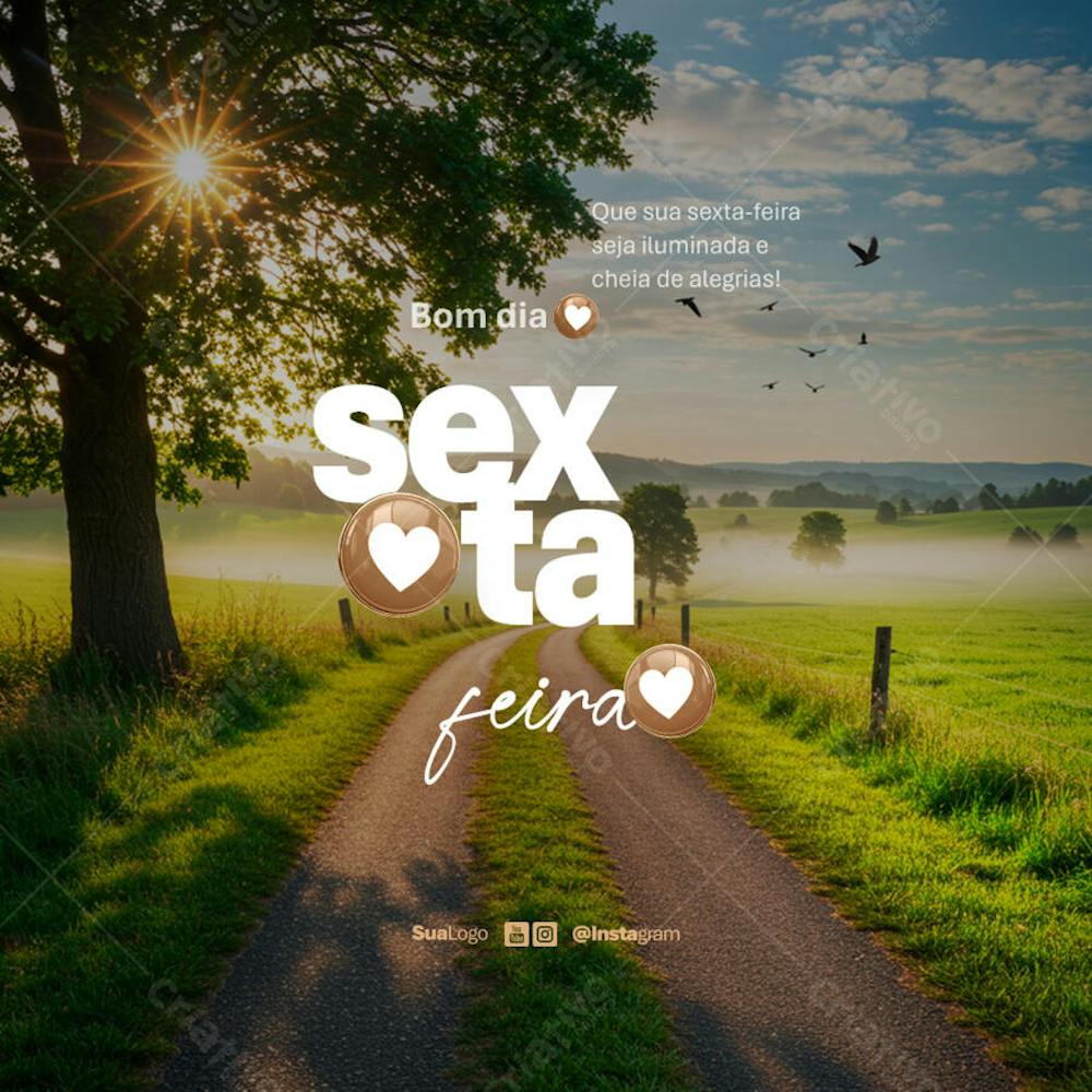Bom dia sexta-feira frase comunicado aviso informe Social Media PSD Editável (1)