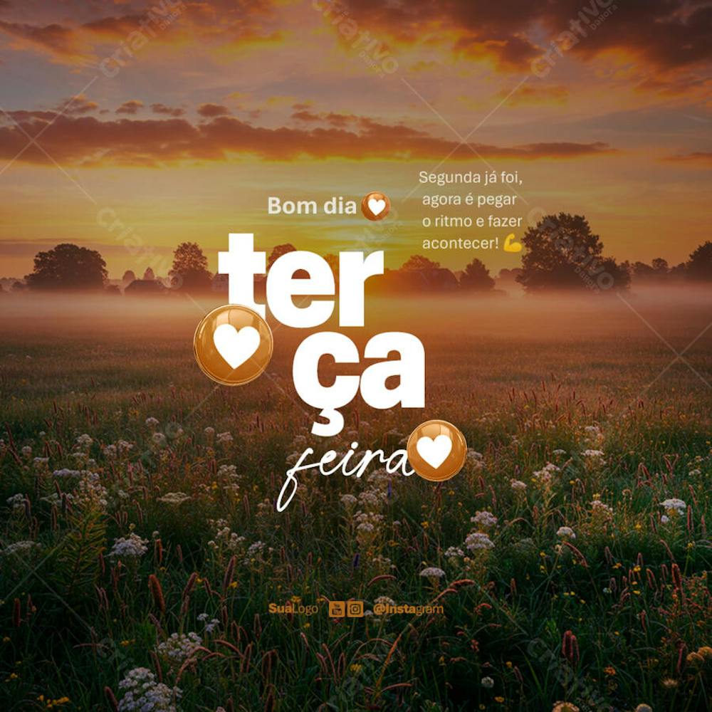 Bom dia Terça-feira frase comunicado aviso informe Social Media PSD Editável (1)