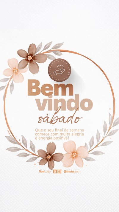 Bem vindo sábado frase comunicado aviso informe Social Media PSD Editável (1)