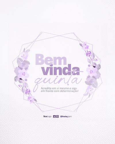 Bem vinda quinta-feira frase comunicado aviso informe Social Media PSD Editável (1)