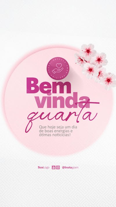 Bem vinda qurta-feira frase comunicado aviso informe Social Media PSD Editável (1)